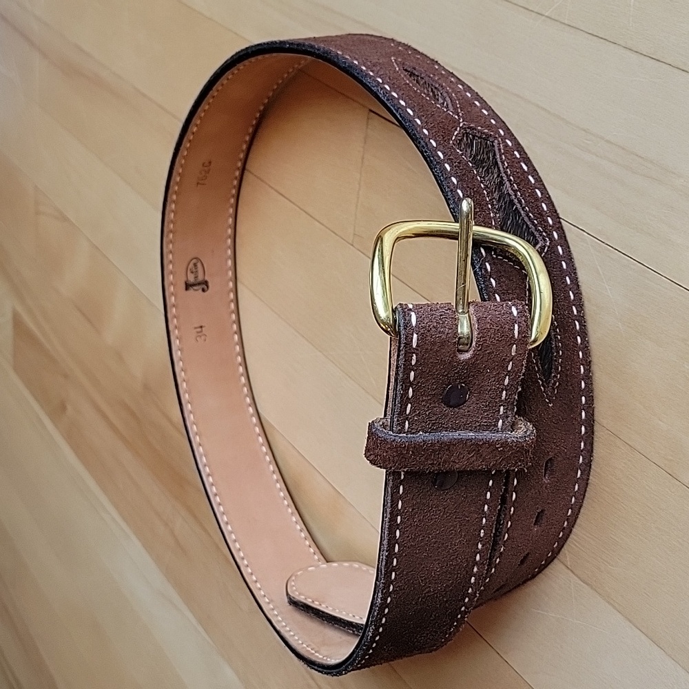 Justin Boots Suede Leather Belt Brown Hair 34